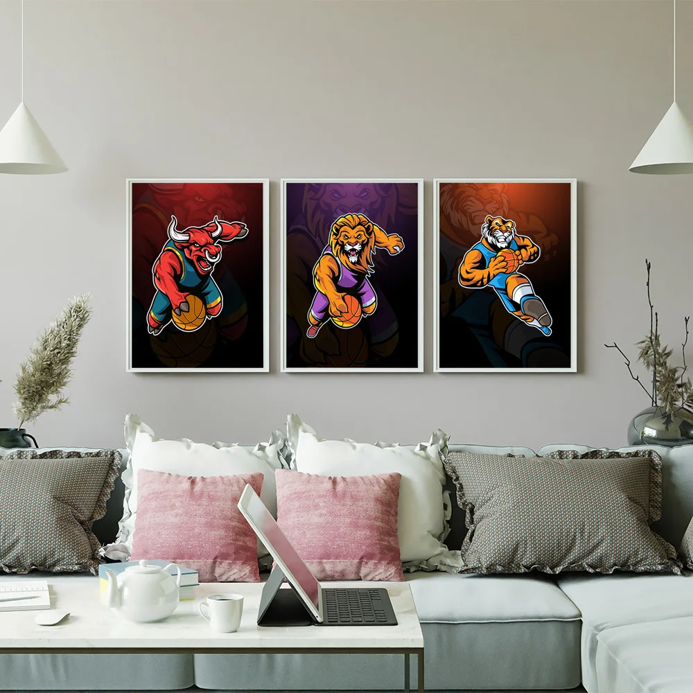 Bulls Lion Tiger Basketball Team Tiere Wand Kunst Leinwand Malerei Nordic Poster und Drucke Wand Bilder für Wohnzimmer Dekor