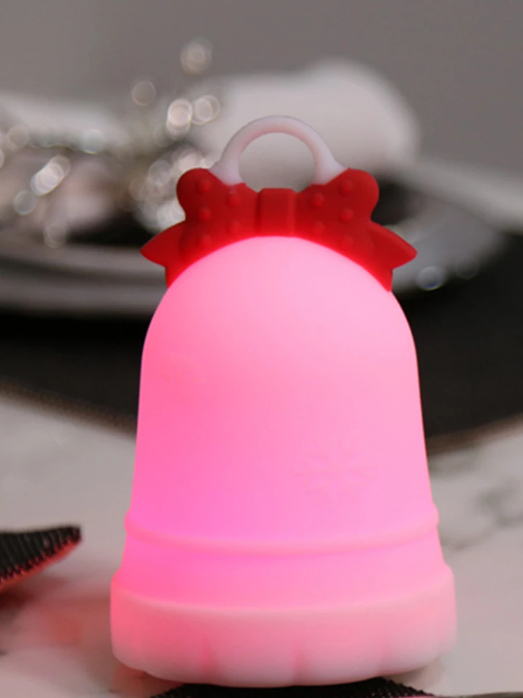 Creative Children\'s Gift Christmas Bell 3AAABattery Colorful LED Silicone Night Light Bedroom Living Room Pat Bedside Table Lamp