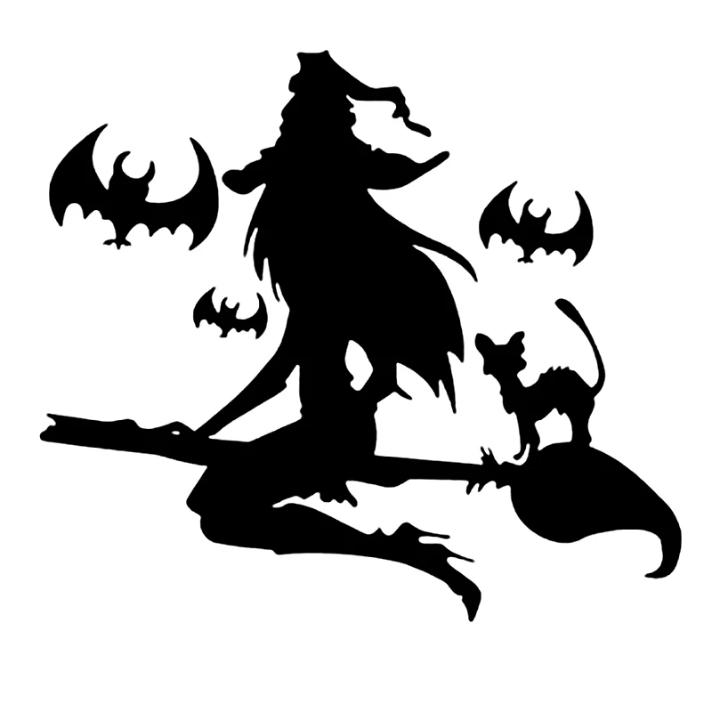 

S51630 Car Stickers Vinyl Decal Halloween Witch Flying On Broom V3 Motorcycle Decorative Accessories Waterproof Decor