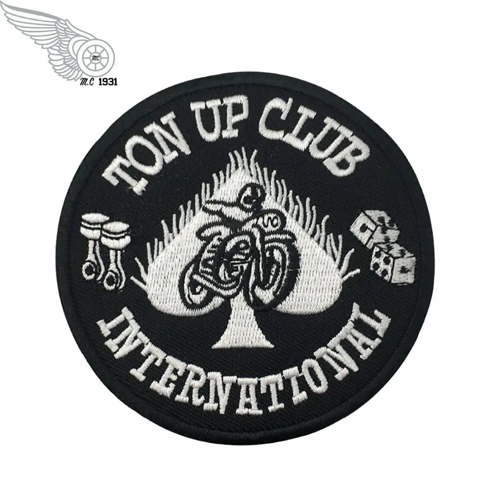 Top Up Club Rider Embroidered Patch international punk chest size biker applique badge for Clothes Hot seal Fashion Decoration