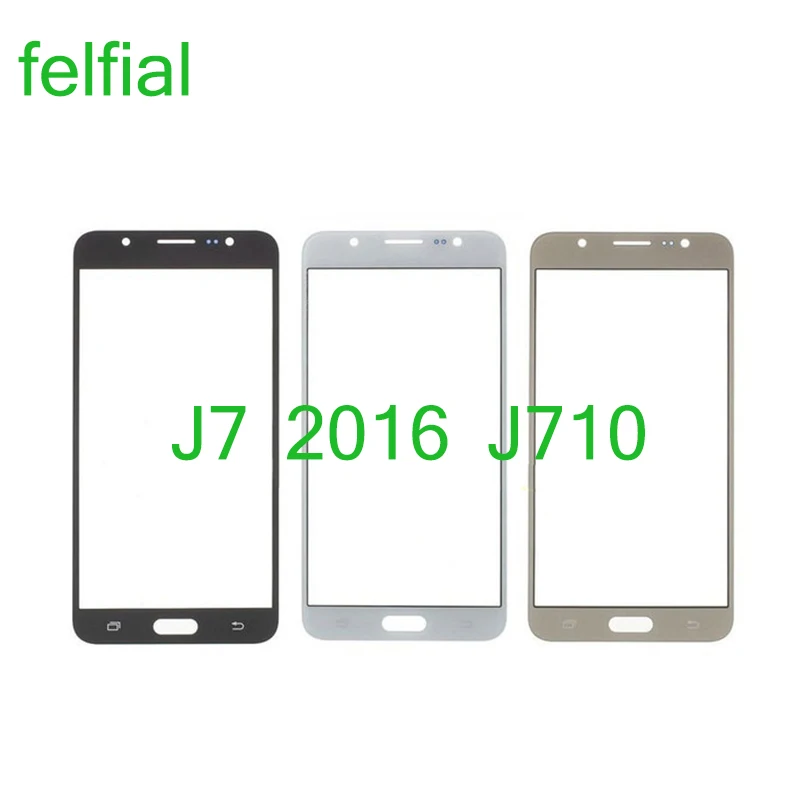 10Pcs/Lot For Samsung Galaxy J7 2016 J710 Touch Screen Front Panel Glass Lens Front Outer LCD Glass With OCA Glue