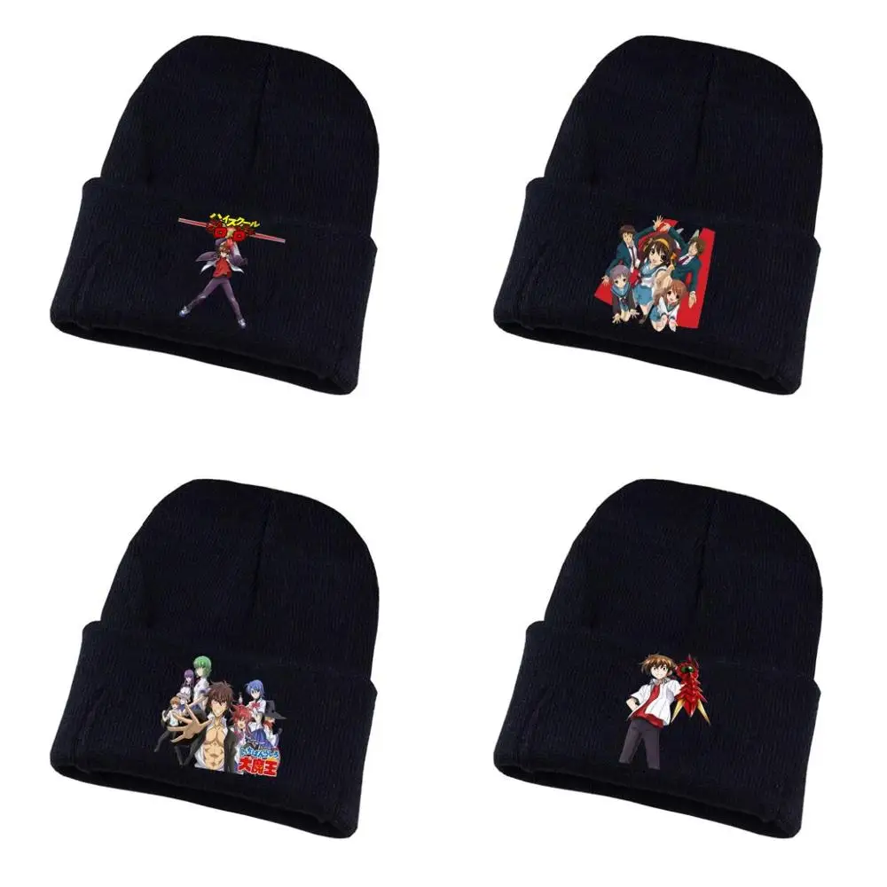 

Winter warm hat anime High School D×D Knitted hat hat Unisex Print Cotton hat teenagers winter Knitted Cap Beanies Cap