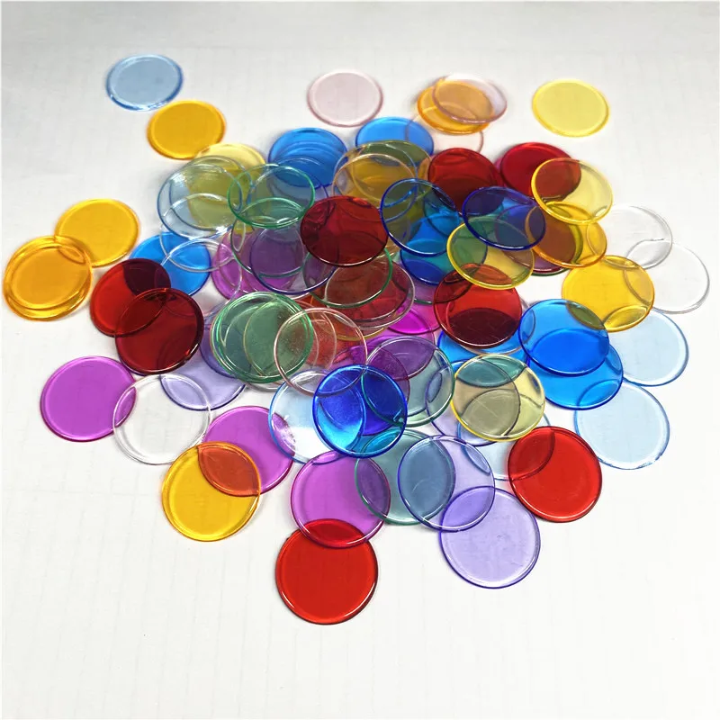 100pcs 19mm Transparent Chips Plastic Counting Supplies Counters For Maths Board Game Token