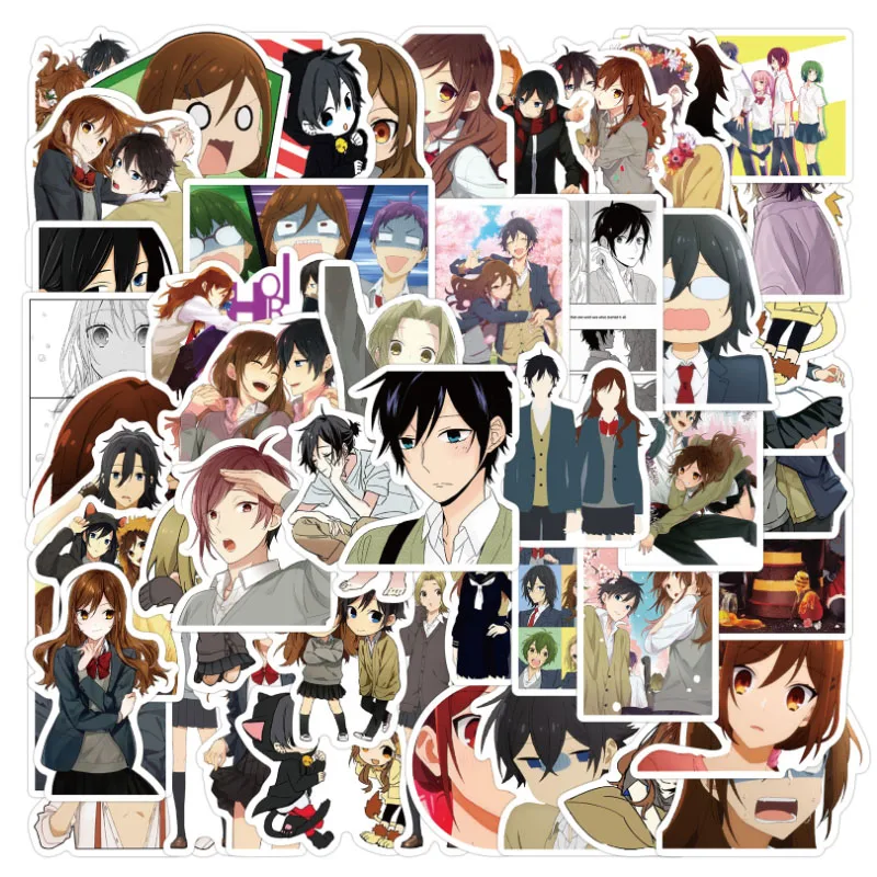 10/30/50 pçs horimiya anime graffiti adesivos clássicos dos desenhos animados adesivos portátil diy crianças brinquedos pvc carro bicicleta decalque decoração adesivos