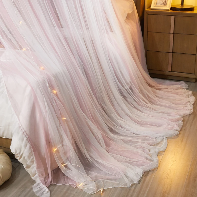 Hanging Dome Mosquito Net Bed Canopy Romantic Double Layer Yarn Bed Valance Anti-mosquito Home Textiles Decor Bedcover Curtain