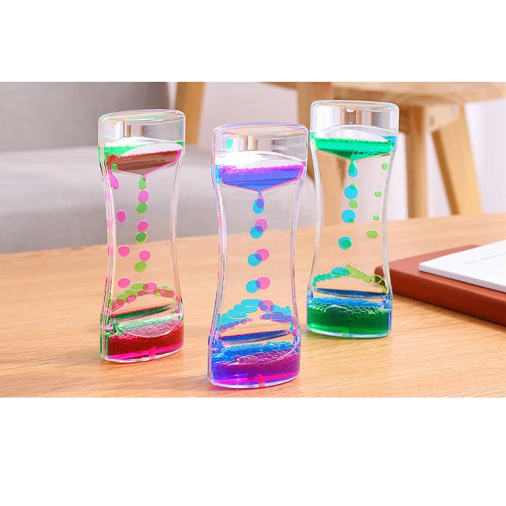 Floating Color Mix Oil Liquid Bubbler Motion Timer Hour Glass Orange Liquid Oil Hourglass Timer Fun Classic Sensory Toys