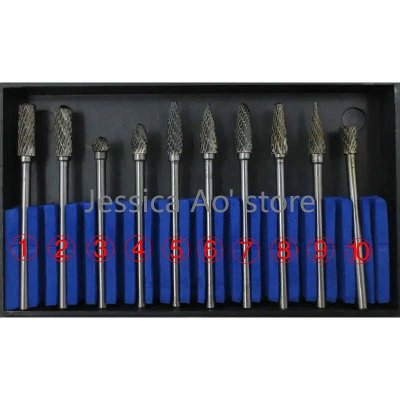 10pcs YG8 HRV85 2.35*4mm Metal Wood Carving Bits Electric Milling Cutter Metal Stone Carving Rotary File Carbide Burs