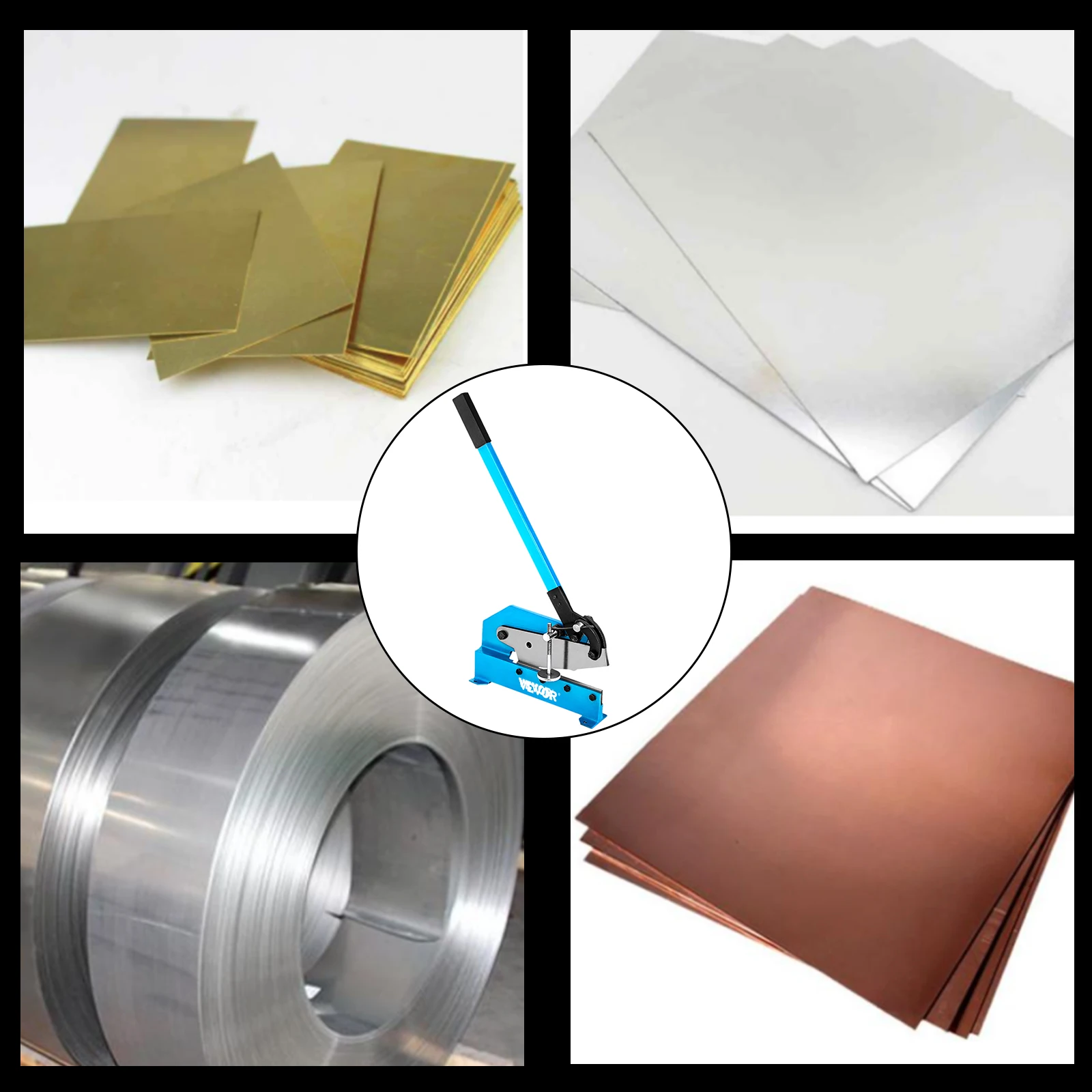VEVOR Cesoie per Piastre Manuali 70 x 6 mm Taglierina per Metallo Manuale Spessore Max. 4,75 mm Piastra per Aste Taglia Lamiera per Tondo per Cemento Armato