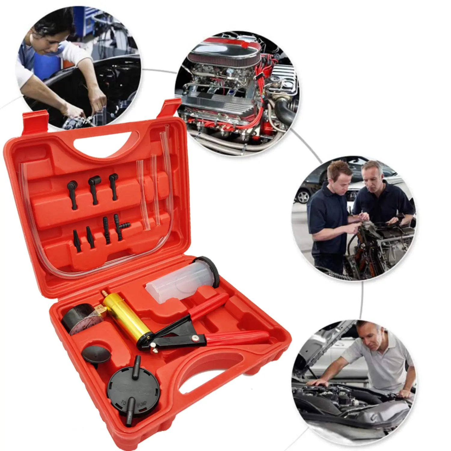 Car Hand Tool Manual Vacuum Bleeding Brake Fluid Bleeder Tools Vacuum Pistol Pump Tester Kit Aluminum Pump Pressure Vacuum Gauge