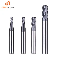 1pc fresa a punta sferica 4 flauti R2.0-R6.0 fresa cnc per faccia in metallo e lavorazione di scanalature frese rivestite per hrc50