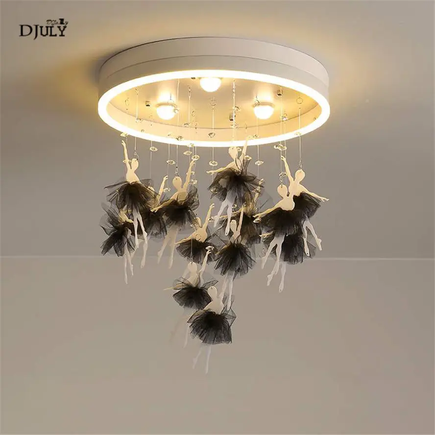 

japan style romantic Ballet girl Tricolor light ceiling lamp for kids bedroom study Marriage room deco led fixtures luminaire