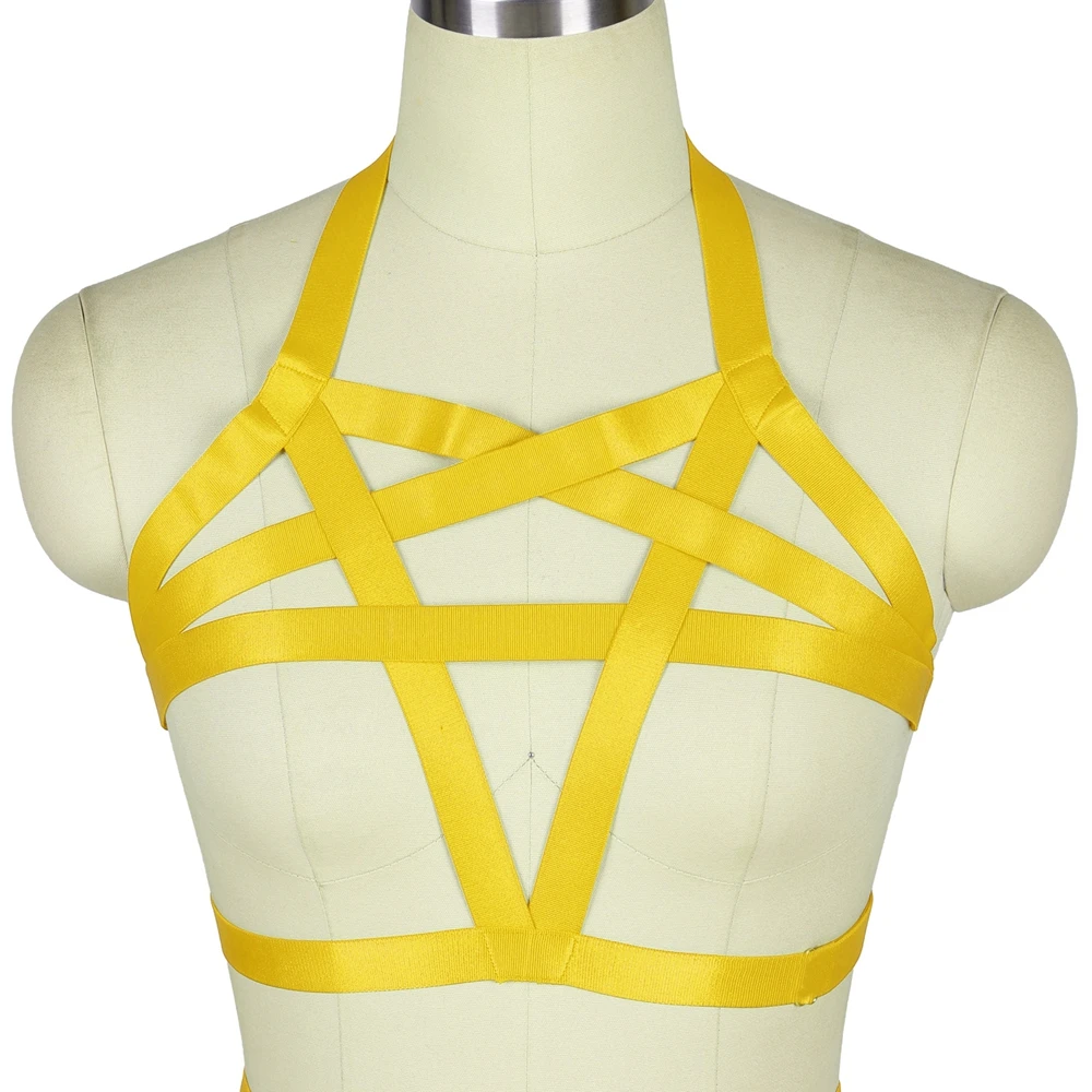

Punk Hollow Out Sexy Lingerie Bondage Harajuku Straps Suspender Goth Body Harness Cage Bra Pentagram Women Underwear Garter Belt