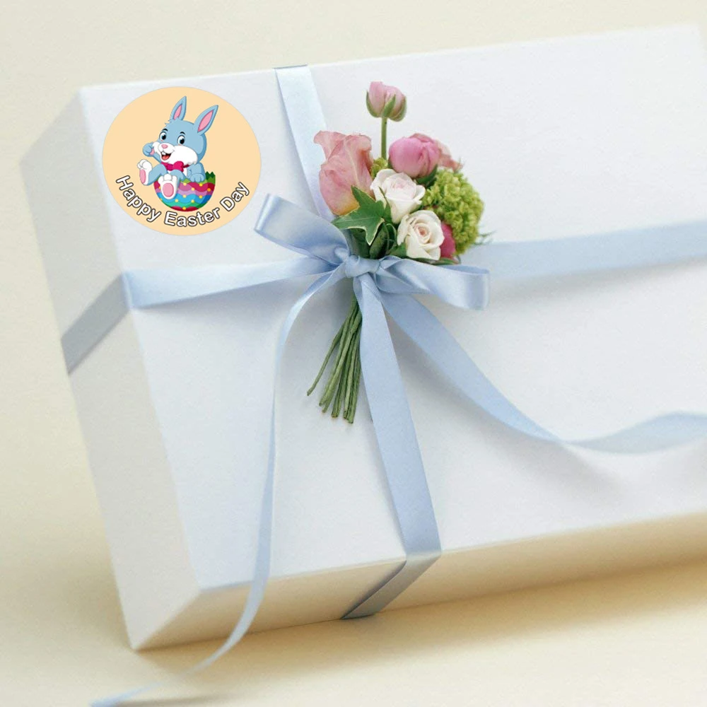 500pcs/roll 3.8cm Cute Rabbit Happy Easter Day Stickers Easter Party Decorations Gift Greeting Card Labels Planner Stickers