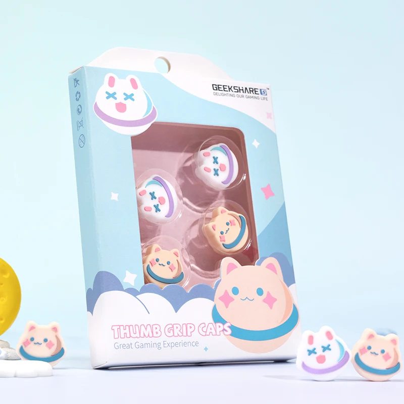 Thumb Stick con dibujos animados de gatos y pollos para Nintendo Switch, cubierta de Joystick Oled, NS Lite, Joy-con