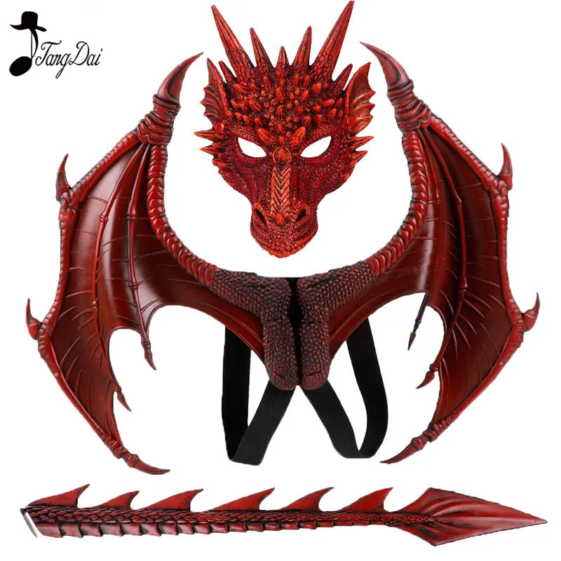 Animal Cospty Dragon Costume Purim Christmas Gift Carnival Party Kids zestaw na Cosplay skrzydło i ogon kostium na dzień dziecka kran