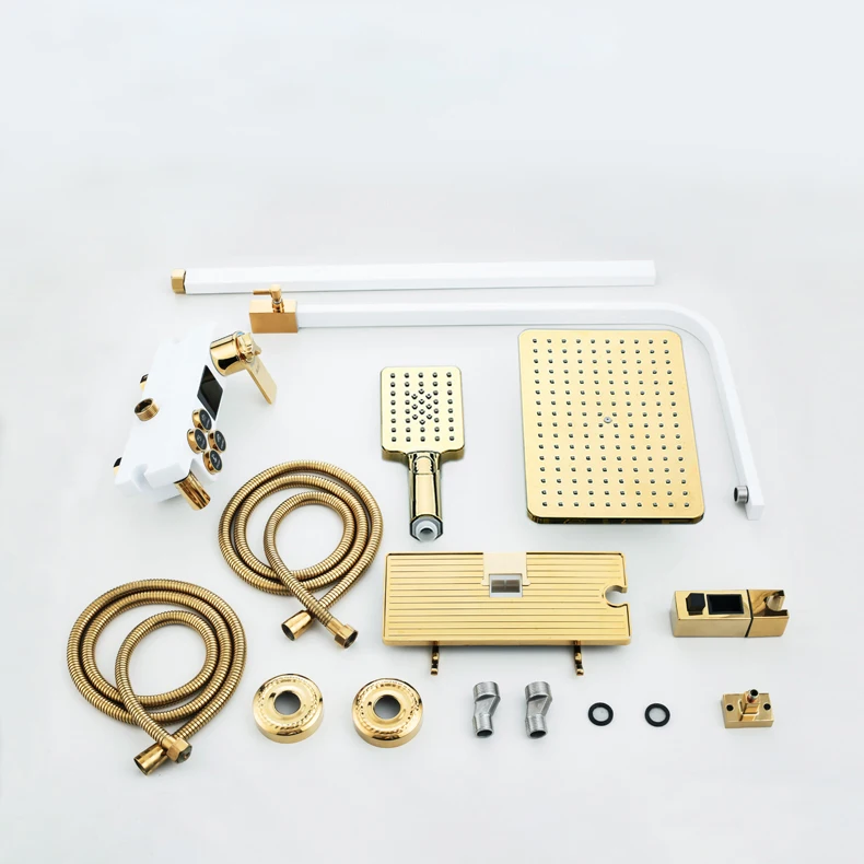 Newly Digital Shower System Set with 12 Inch Rainfall Shower Head Thermostatic Bathroom Shower System Faucets Digital Shower Set