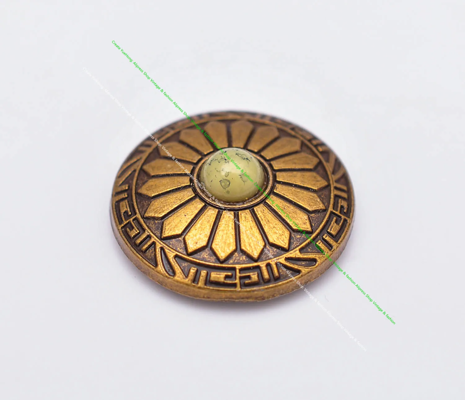 10X 30mm Brass Beauty Sun Flower Beige Bead Leathercraft Round Concho 201 Snap Button Set Wallet Luggage Bag Keychain Connector