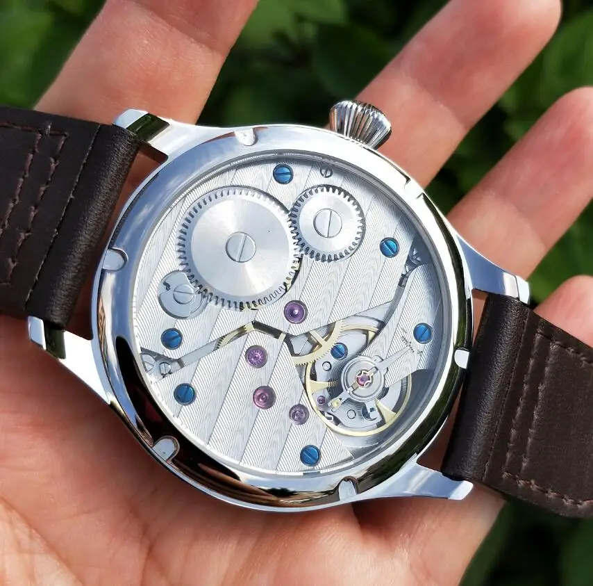 44mm Pilot not have logo Mechanical Hand Wind Men\'s Watch blue dial Mineral Glass/Sapphire Seagull st3600-2 movement G039