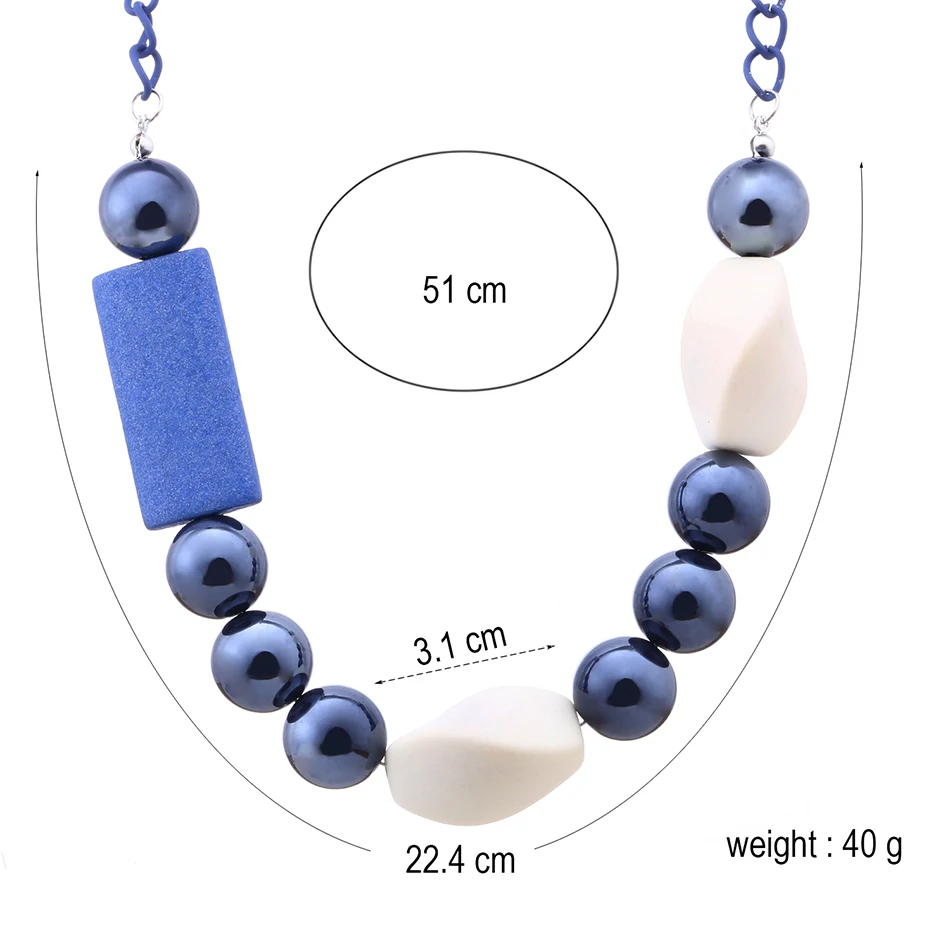 Women\'s Acrylic Beads Necklace for Women Beaded Necklaces & Pendants Wood Statement Necklace Jewelry for Gift to a Woman MX052