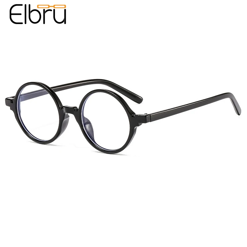 Elbru Fashion Round Glasses Frame Ultralight Clear Anti-blue Light Lens Optical Eyeglasses Personalized Plain Spectacles Unisex