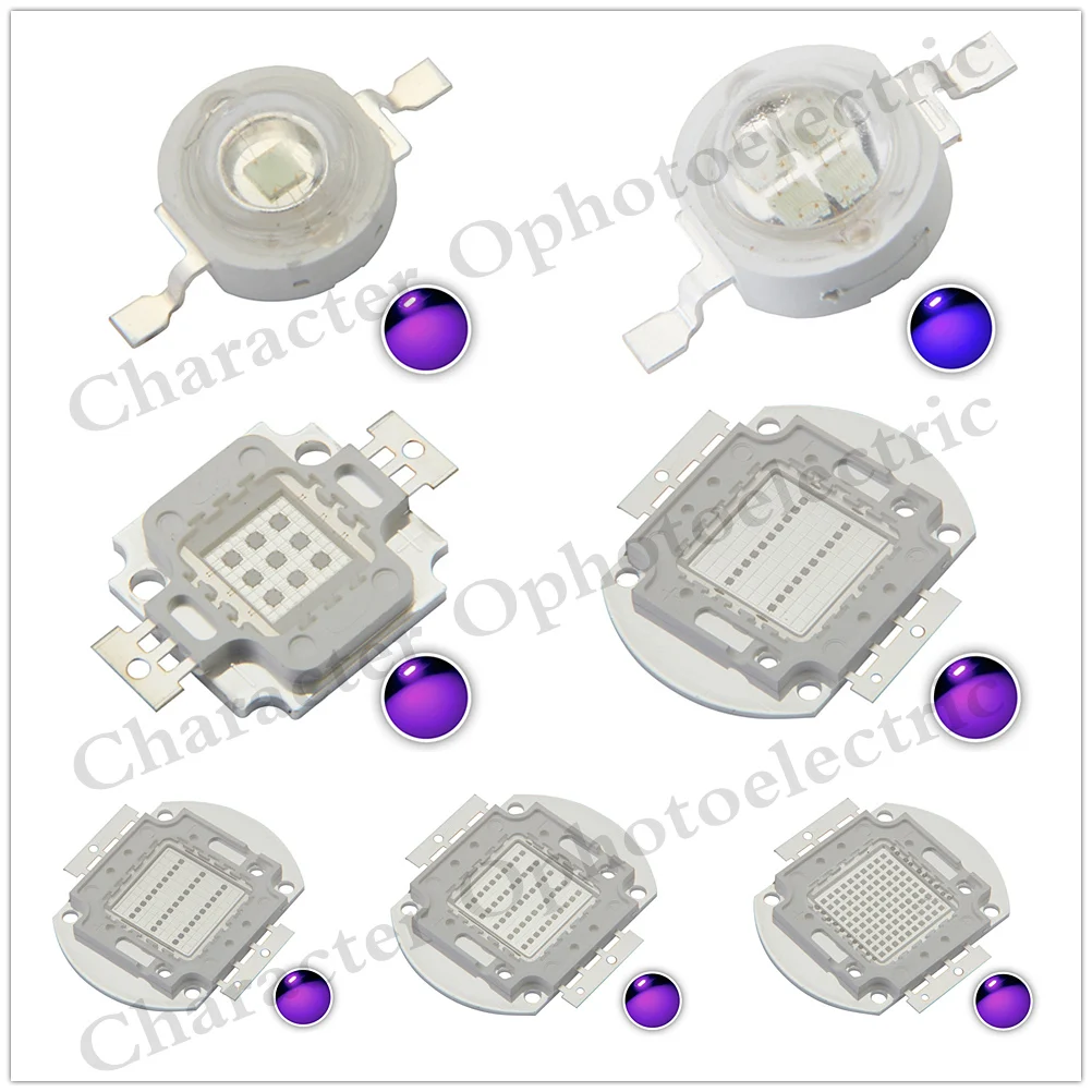 

3W 10W 20W 30W 50W 100W High Power Light UV Purple LED 395-400nm Ultraviolet Bulbs Lamp Chips