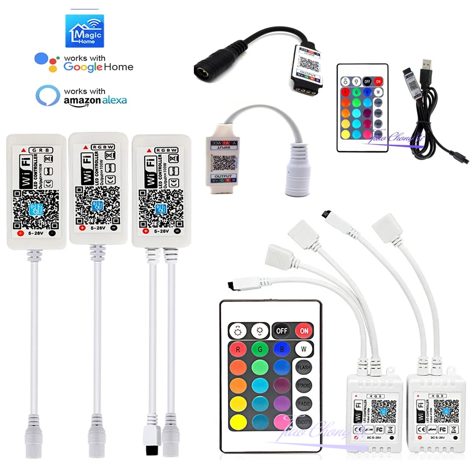 DC5-24V Bluetooth-Compatible WiFi / RGB RGBW LED Controller Android IOS APP , 24Key Remote Control For 5050 RGB RGBW LED strip