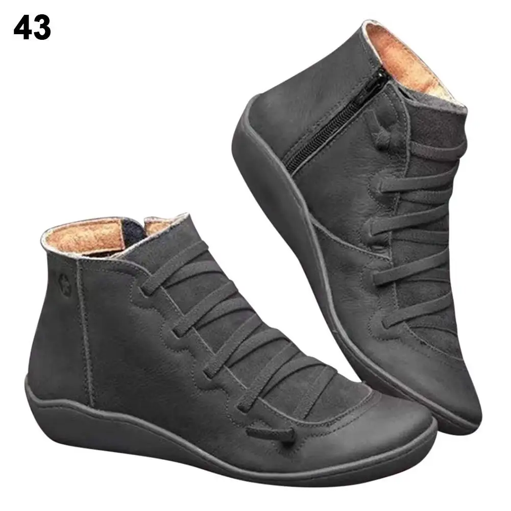 2019 New Comfortable Arch Support Boots Flat Heel Womens Leather Arch Support Boots For Outdoor Camping Hiking