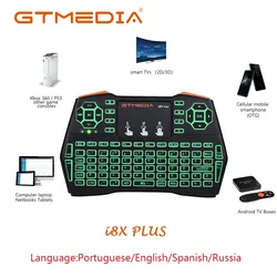 Hot GTMEDIA I8x Plus Wireless 2.4G Keyboard English Spanish Portuguese Air Mouse For Android TV BOX GTC X96 PS3 PC Mac