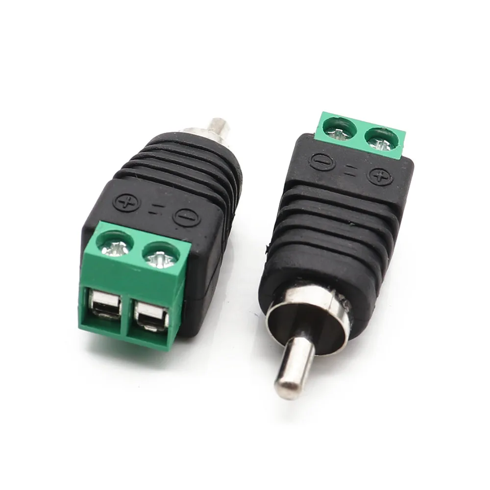 2pcs RCA Connectors Male + Female Plug TO AV Screw Terminal Video AV Balun Adapter Connector