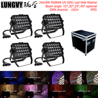 Free Shipping 4pcs/lot With Flight Case IP65 Waterproof Outdoor 6in1 24X18W Led Flood Light LED Wall Washer Landscape Wash Wall