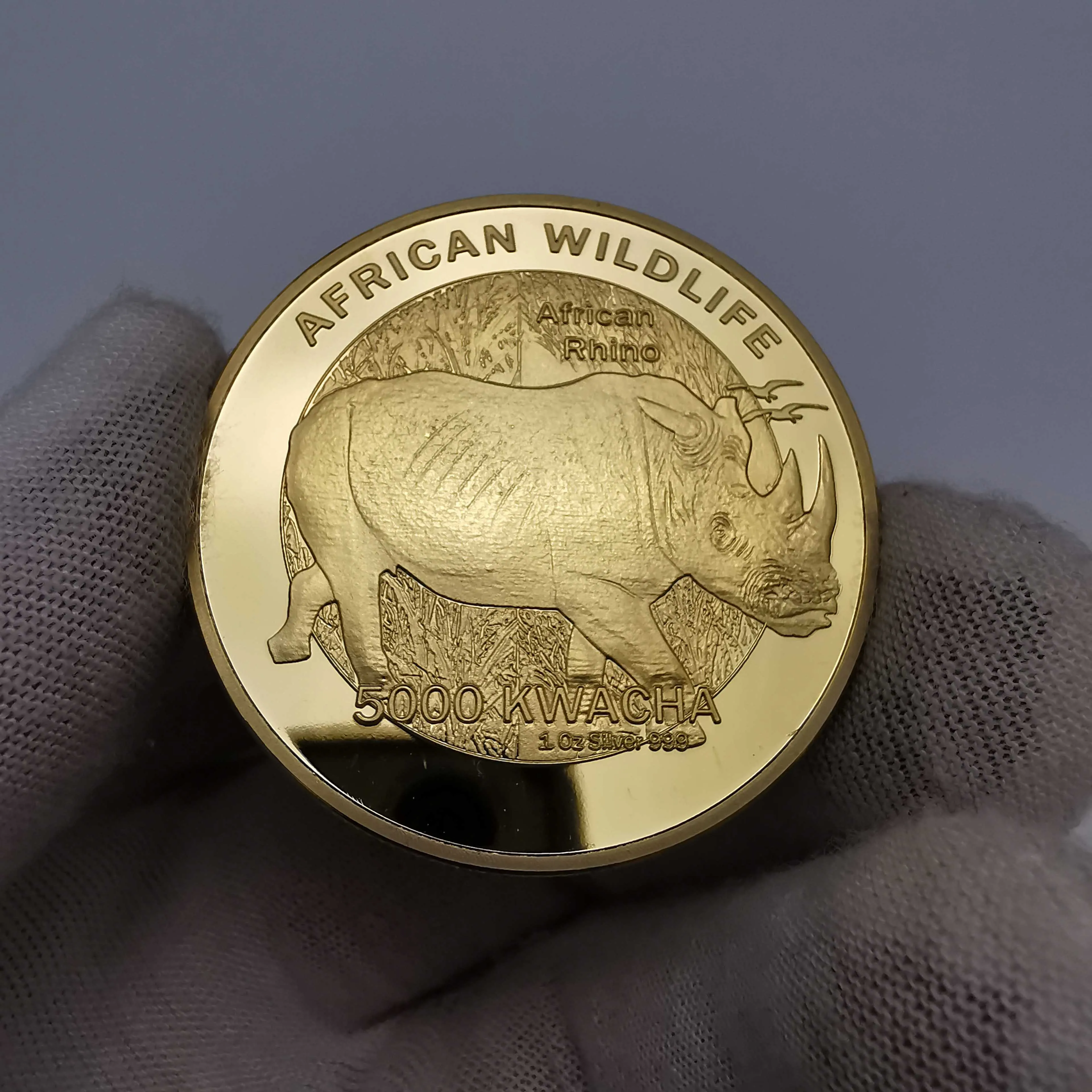 2015 Zambia Republic 1oz.999 African Rhinoceros Kwacha Gold Animal Commemorative Coin Collection