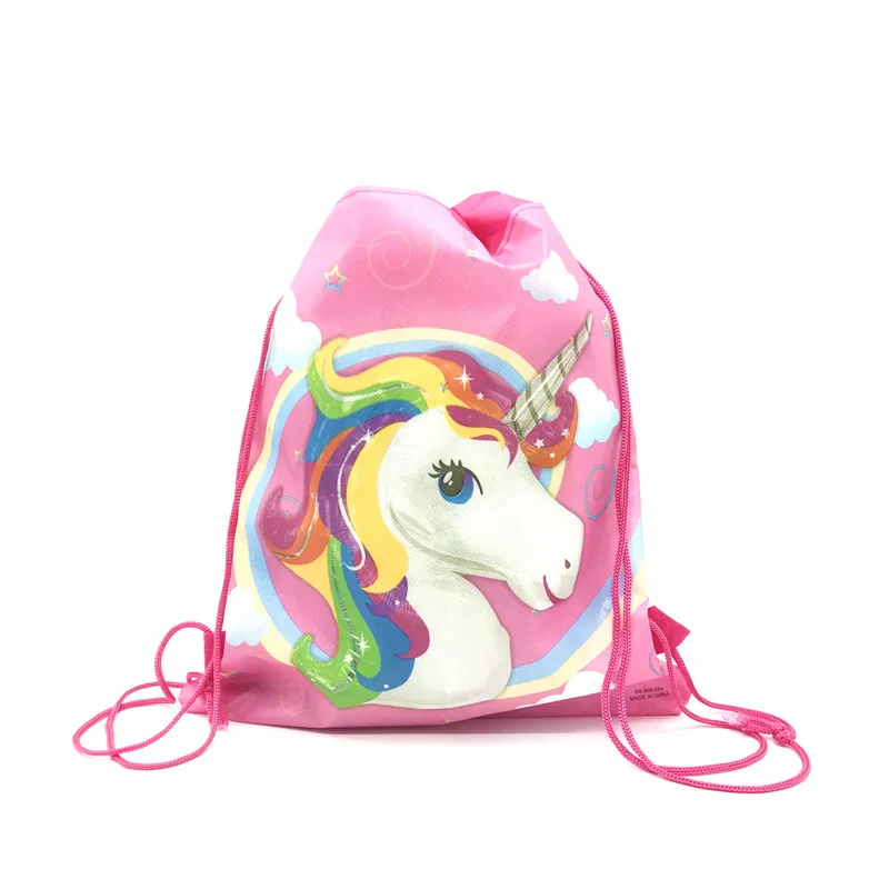 6/12/24/30PCS Unicorn Drawstring bag for Girls Travel Storage Package Cartoon School Backpacks Children Birthday Party Favors