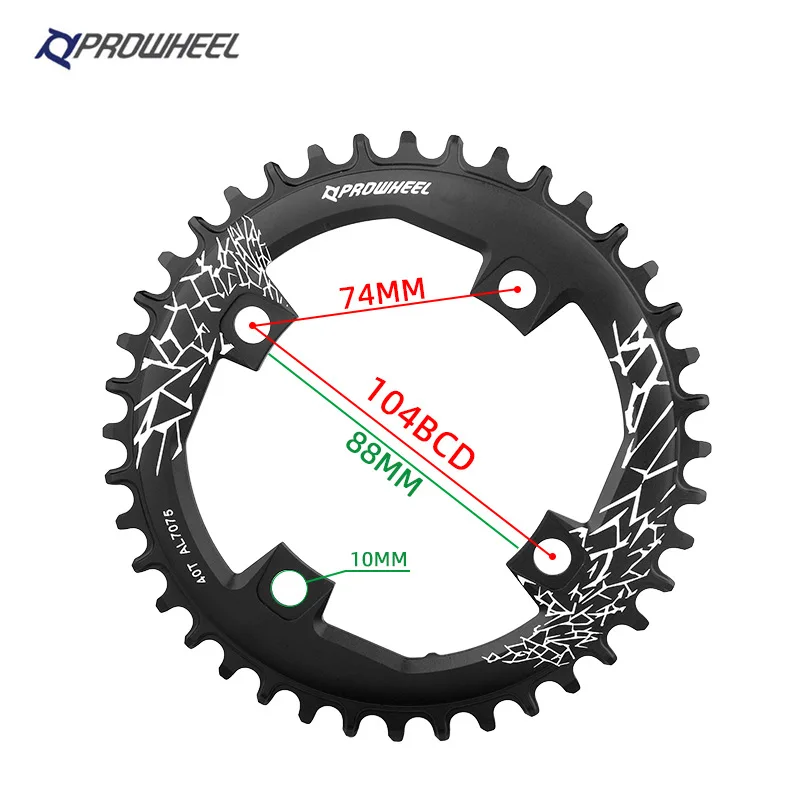 PROWHEEL Narrow Wide Chainring 104BCD 32T for 10/11 Speed MTB,Aluminum Chainring,Single Speed Bike Crankset Parts Lightweight