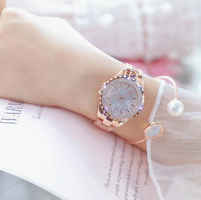 Top Brand Fashion Ladies Rhinestone Watch Women Quartz Watch Women\'s Wrist Watches Female Dress Clock Xfcs Relogio Feminino