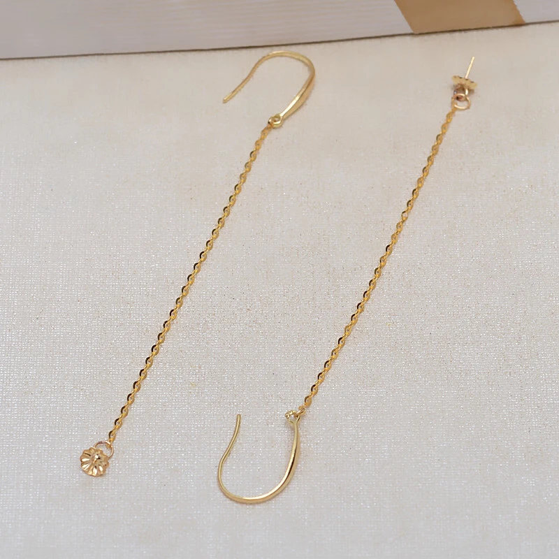 Hot 18K Gold AU750 Earrings Mountings Findings Mounts Base Jewelry Settings Accessories Part for Pearls Jade Agate Coral Crystal