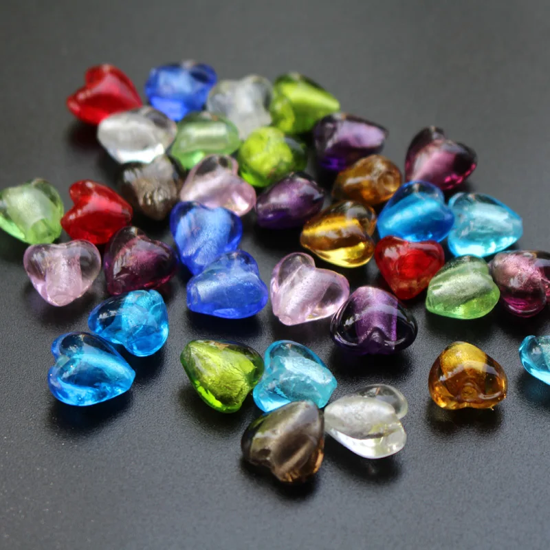 12mm Herzperlen, lampeffektveredelte Glasperlen, rot-rosa Mischung für Schmuckherstellung, Schmuckzubehör, weiße Accessoires, DIY Bijoux – Detail 16