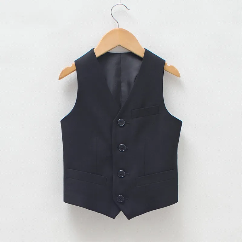 Boy Silver Gold Sparkly Color Vest Boy Stage Costumes Size 100-150T Handsome Boy Blazers Quality Vest White Blue Red Pink Black