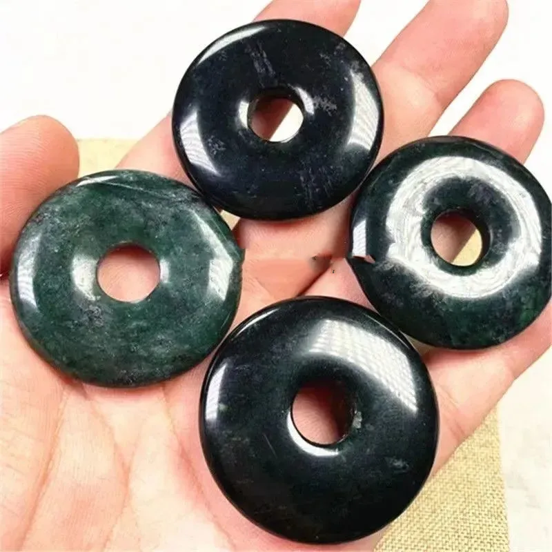 Natural Jade Health Care Medicine Wang Shi Ping 'an Buckle Pendant Serpentine Dark Green Jade Magnetic Pendant for Men and Women