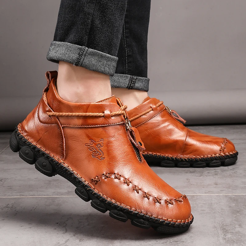 Brand New Spring Autumn Fashion Men\'s Shoes Men Comfortable Casual Shoes Men Loafers Men\'s Leather flat shoes big Size 38-48