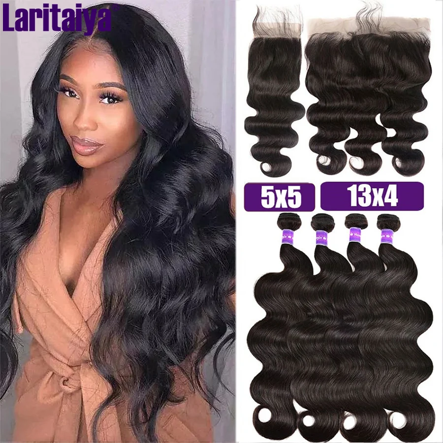 

Body Wave Bundles With Frontal Brazilian Human Hair Bundles With 5x5 Lace Closure Transparent 13x4 Lace Frontal With Bundles