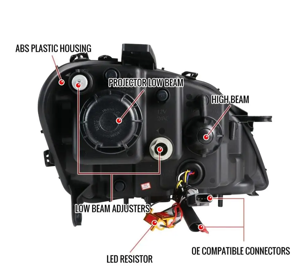 Sulinso For Benz-W164 ML280 ML320 ML500 ML350 2005-2008 Year Black Projector LED HeadLight Accessories