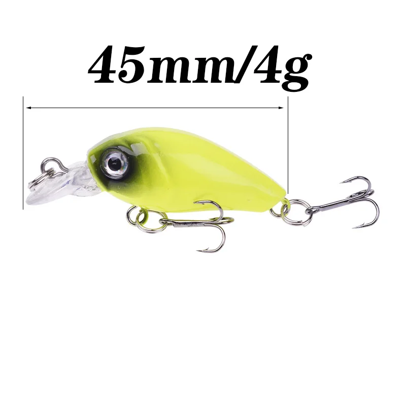 Señuelo de pesca de manivela, cebo duro Artificial, Swimbait, Crankbait con gancho triple para carpa, aparejos de lubina, 4,5 cm, 4g, 1 unidad