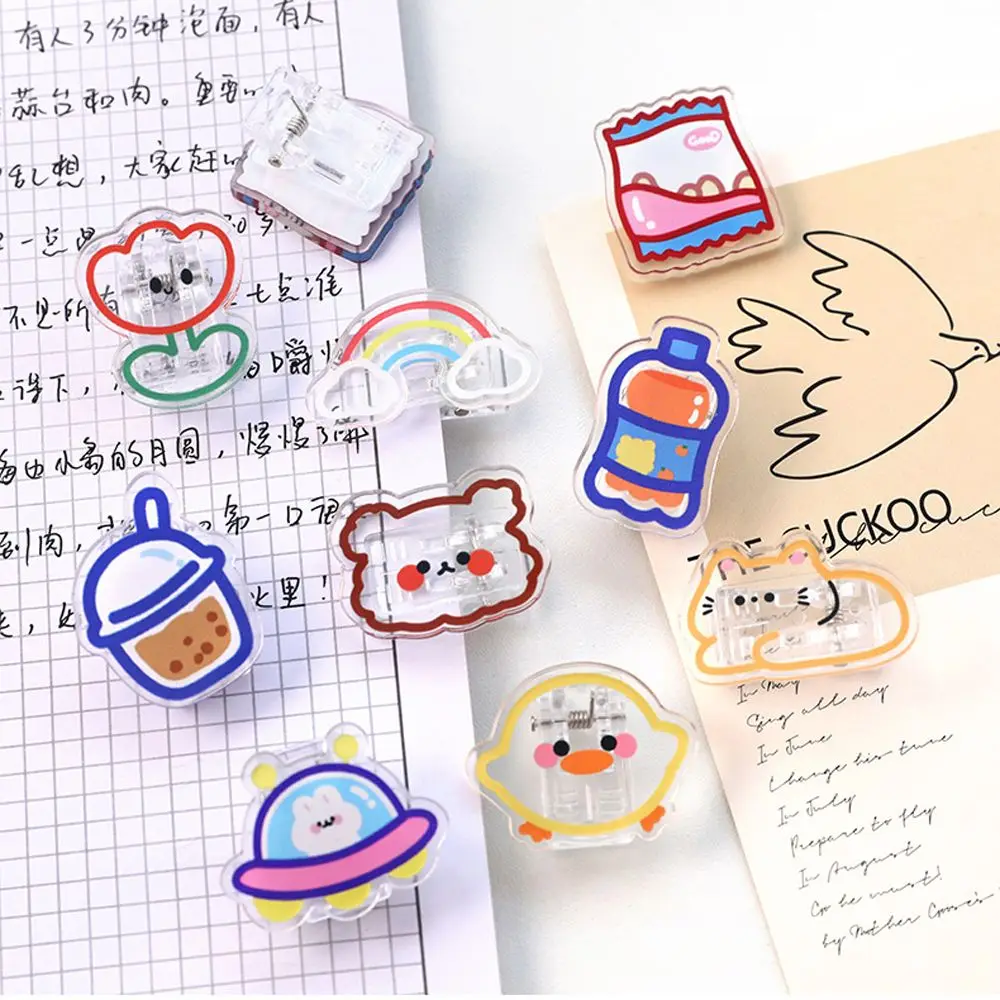 1pc Cartoon Acrylic Clip Girl Small Clips Decoration Photo Student Stationery Paper Folder Clip Snacks Sealing Clip