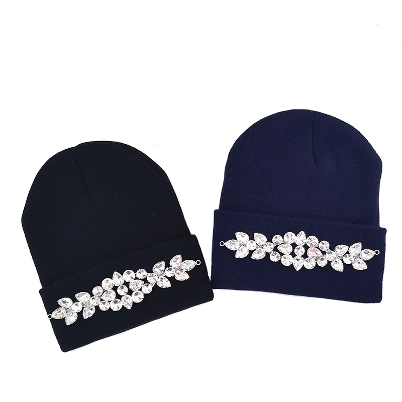 Winter Women Rhinestones Beanies Hats 2019 New Novelty Cotton Skullies Beanies for Ladies Hats Bonnet Femme Hiver Christmas Gift