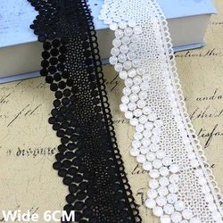 6CM Wide White Black Embroidered Dots Lace Material Guipure Appliques Collar Neckline Trim Curtains Dresses Sewing Fringe Decor