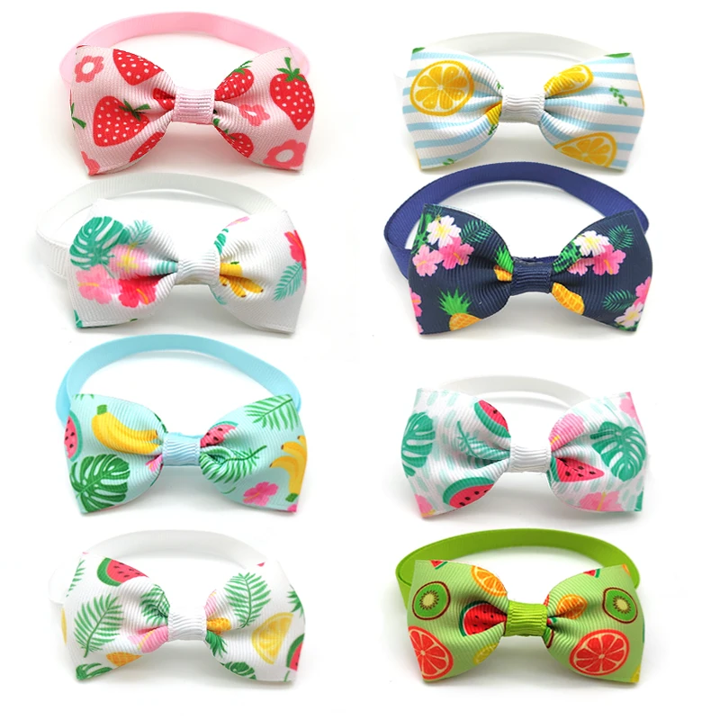 50/100 Pcs Pet Dog Grooming Accessories Summer Fruit Patterns Puppy Dog Bow Ties Dog Grooming Product Necktie Pet Supplies