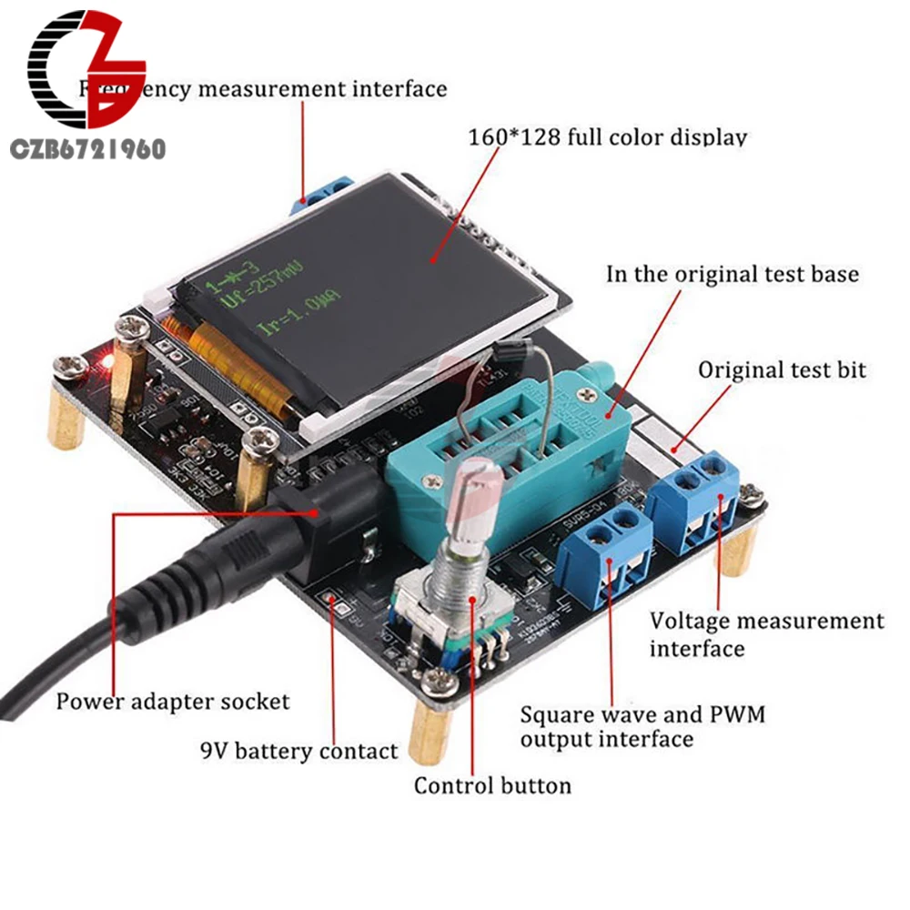 GM328A Bóng Bán Dẫn Bút Thử ESR LCR Tụ Điện, Điện Dung, Diode Điện Áp PWM Tần Số Đồng Hồ Đo Đồng Hồ Vạn Năng DIY Bộ Với Ốp Lưng