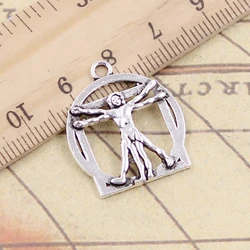 10pcs Charms Da Vinci Vitruviano Man 26x22mm Tibetan Bronze Silver Color Pendants Antique Jewelry Making DIY Handmade Craft