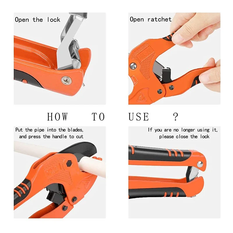 AIRAJ PVC Pipe Cutter Ratchet Scissors Tube Cutter PVC PPR Hose Cutting Hand Tools SK-5 Blade Cutting