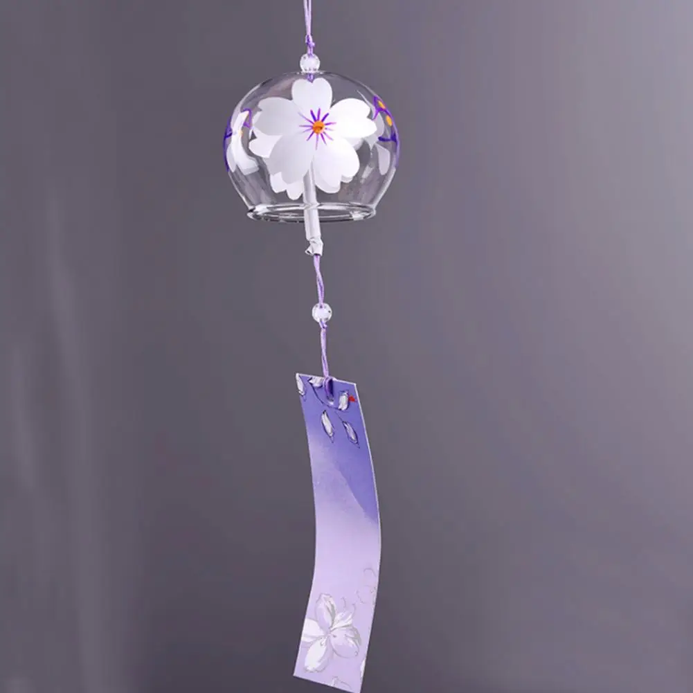 Japanese Style Glass Wind Chimes Hanging Craft Wind Bell Home DecorSakura Cherry Blossom Pattern Pendnat Chimes Wind Bells